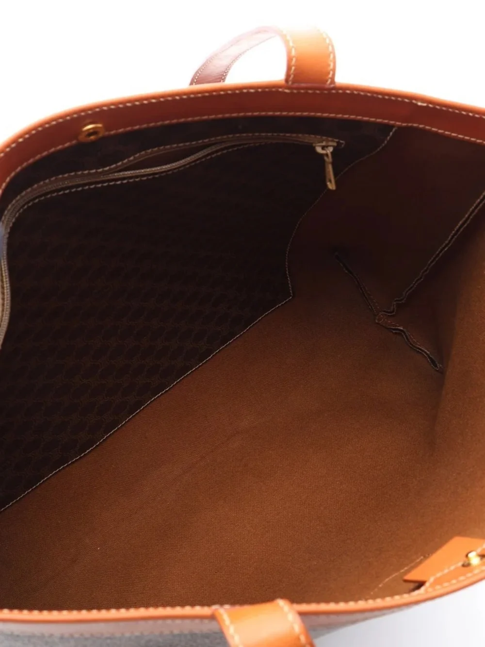 Celine Macadam Triomphe Canvas Leather Tote Brown w/ Controllo Tag Vintage - Picture 3 of 11